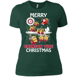 Alabama Crimson Tide T Shirts Minions Santa Claus Merry Christmas Ladies' Shirt - The White Eagles