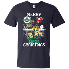 Colorado State Rams Ugly Christmas Sweaters Minions Santa Claus Merry Christmas Men's V-Neck T-Shirt - The White Eagles