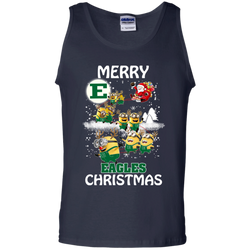 Eastern Michigan Eagles Ugly Christmas Sweaters Minions Santa Claus Merry Christmas Tank Top - The White Eagles