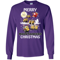 Appalachian State Mountaineers T Shirts Minions Santa Claus Merry Christmas LS Cotton T-Shirt - The White Eagles