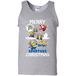 San Jose State Spartans Ugly Christmas Sweaters Minions Santa Claus Merry Christmas Tank Top - The White Eagles