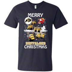 Colorado Buffaloes Ugly Christmas Sweaters Minions Santa Claus Merry Christmas Men's V-Neck T-Shirt - The White Eagles