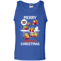 Troy Trojans Ugly Christmas Sweaters Minions Santa Claus Merry Christmas Tank Top - The White Eagles