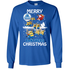 Georgia State Panthers Ugly Christmas Sweaters Minions Santa Claus Merry Christmas LS Cotton T-Shirt - The White Eagles