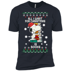 All I Want For Christmas Is Books Snoopy The Peanuts Movie Men's Sleeve Shirt - The White Eagles