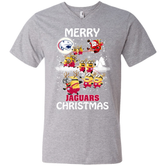 South Alabama Jaguars Ugly Christmas Sweaters Minions Santa Claus Merry Christmas Men's V-Neck T-Shirt - The White Eagles