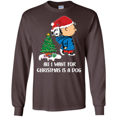 All I Want For Christmas Is A Dog Snoopy Charlie Brown The Peanuts Movie LS Cotton T-Shirt - The White Eagles