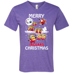 South Alabama Jaguars Ugly Christmas Sweaters Minions Santa Claus Merry Christmas Men's V-Neck T-Shirt - The White Eagles