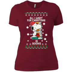 All I Want For Christmas Is Books Snoopy The Peanuts Movie Ladies' Shirt - The White Eagles