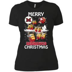 Miami Redhawks Ugly Christmas Sweaters Minions Santa Claus Merry Christmas Ladies' Shirt - The White Eagles