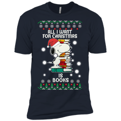 All I Want For Christmas Is Books Snoopy The Peanuts Movie Men's Sleeve Shirt - The White Eagles