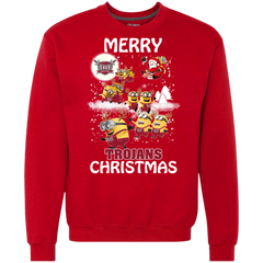 Troy Trojans Ugly Christmas Sweaters Minions Santa Claus Merry Christmas Sweatshirt - The White Eagles