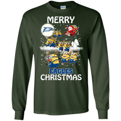 Georgia Southern Eagles Ugly Christmas Sweaters Minions Santa Claus Merry Christmas LS Cotton T-Shirt - The White Eagles
