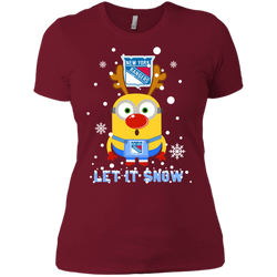 Minion New York Rangers Ugly Christmas Sweaters Let It Snow Ladies' Shirt - The White Eagles