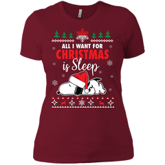 All I Want For Christmas Is Sleep Snoopy The Peanuts Movie Ladies' Shirt - The White Eagles