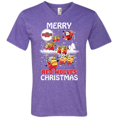 Arkansas State Red Wolves Ugly Christmas Sweaters Minions Santa Claus Merry Christmas Men's V-Neck T-Shirt - The White Eagles