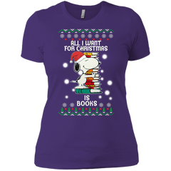 All I Want For Christmas Is Books Snoopy The Peanuts Movie Ladies' Shirt - The White Eagles