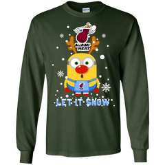 Minion Miami Heat Ugly Christmas Sweaters Let It Snow LS Cotton T-Shirt - The White Eagles