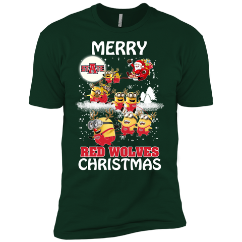 Arkansas State Red Wolves Ugly Christmas Sweaters Minions Santa Claus Merry Christmas Men's Sleeve Shirt - The White Eagles
