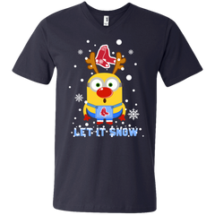 Minion Boston Red Sox  Ugly Christmas Sweaters Let It Snow Men's V-Neck T-Shirt - The White Eagles