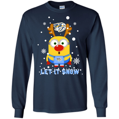 Minion Nashville Predators Ugly Christmas Sweaters Let It Snow LS Cotton T-Shirt - The White Eagles