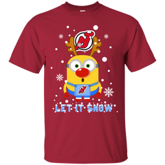 Minion New Jersey Devils Ugly Christmas Sweaters Let It Snow Cotton T-Shirt - The White Eagles