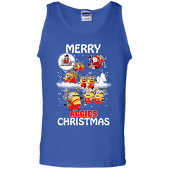 New Mexico State Aggies Ugly Christmas Sweaters Minions Santa Claus Merry Christmas Tank Top - The White Eagles