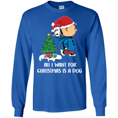 All I Want For Christmas Is A Dog Snoopy Charlie Brown The Peanuts Movie LS Cotton T-Shirt - The White Eagles
