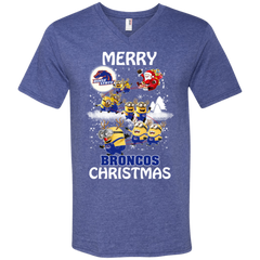 Boise State Broncos T Shirts Minions Santa Claus Merry Christmas Men's V-Neck T-Shirt - The White Eagles