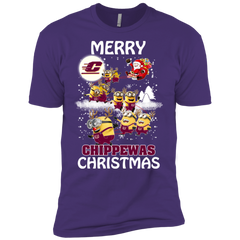 Central Michigan Chippewas Ugly Christmas Sweaters Minions Santa Claus Merry Christmas Men's Sleeve Shirt - The White Eagles