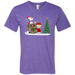 San Francisco 49ers Snoopy The Peanuts Ugly Christmas Sweater  Super Bowl Men's V-Neck T-Shirt - The White Eagles