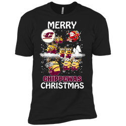 Central Michigan Chippewas Ugly Christmas Sweaters Minions Santa Claus Merry Christmas Men's Sleeve Shirt - The White Eagles