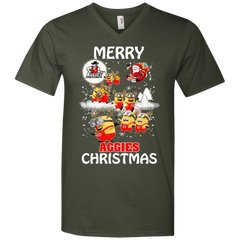 New Mexico State Aggies Ugly Christmas Sweaters Minions Santa Claus Merry Christmas Men's V-Neck T-Shirt - The White Eagles