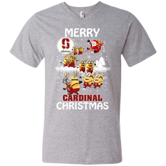 Stanford Cardinal Ugly Christmas Sweaters Minions Santa Claus Merry Christmas Men's V-Neck T-Shirt - The White Eagles