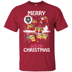 New Mexico Lobos Ugly Christmas Sweaters Minions Santa Claus Merry Christmas Cotton T-Shirt - The White Eagles