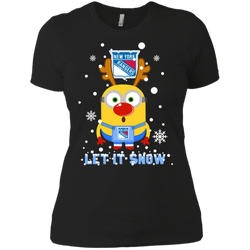 Minion New York Rangers Ugly Christmas Sweaters Let It Snow Ladies' Shirt - The White Eagles