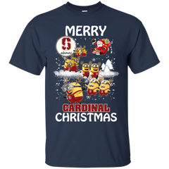 Stanford Cardinal Ugly Christmas Sweaters Minions Santa Claus Merry Christmas Cotton T-Shirt - The White Eagles