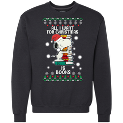 All I Want For Christmas Is Books Snoopy The Peanuts Movie Sweatshirt - The White Eagles
