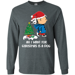 All I Want For Christmas Is A Dog Snoopy Charlie Brown The Peanuts Movie LS Cotton T-Shirt - The White Eagles
