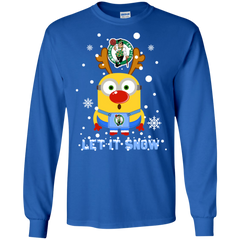 Minion Boston Celtics Ugly Christmas Sweaters Let It Snow LS Cotton T-Shirt - The White Eagles