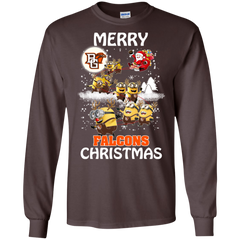 Bowling Green Falcons Ugly Christmas Sweaters Minions Santa Claus Merry Christmas LS Cotton T-Shirt - The White Eagles