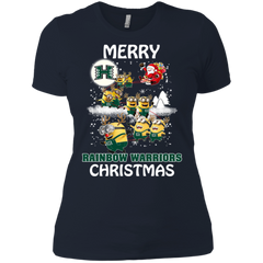 Hawaii Rainbow Warriors Ugly Christmas Sweaters Minions Santa Claus Merry Christmas Ladies' Shirt - The White Eagles