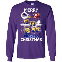 Boise State Broncos Ugly Christmas Sweaters Minions Santa Claus Merry Christmas LS Cotton T-Shirt - The White Eagles