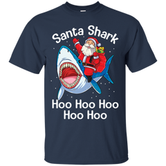 Santa Shark Hoo Hoo Hoo Hoo Hoo Christmas Ugly Christmas Sweater Cotton T-Shirt - The White Eagles