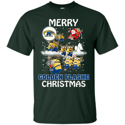 Kent State Golden Flashes Ugly Christmas Sweaters Minions Santa Claus Merry Christmas Cotton T-Shirt - The White Eagles