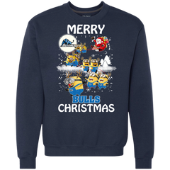 Buffalo Bulls Ugly Christmas Sweaters Minions Santa Claus Merry Christmas Sweatshirt - The White Eagles