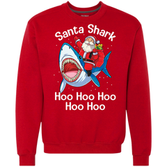 Santa Shark Hoo Hoo Hoo Hoo Hoo Christmas Ugly Christmas Sweater Sweatshirt - The White Eagles