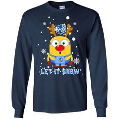 Minion Central Connecticut State Blue Devils Ugly Christmas Sweaters Let It Snow LS Cotton T-Shirt - The White Eagles