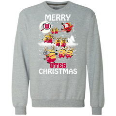 Utah Utes Ugly Christmas Sweaters Minions Santa Claus Merry Christmas Sweatshirt - The White Eagles