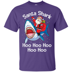 Santa Shark Hoo Hoo Hoo Hoo Hoo Christmas Ugly Christmas Sweater Cotton T-Shirt - The White Eagles